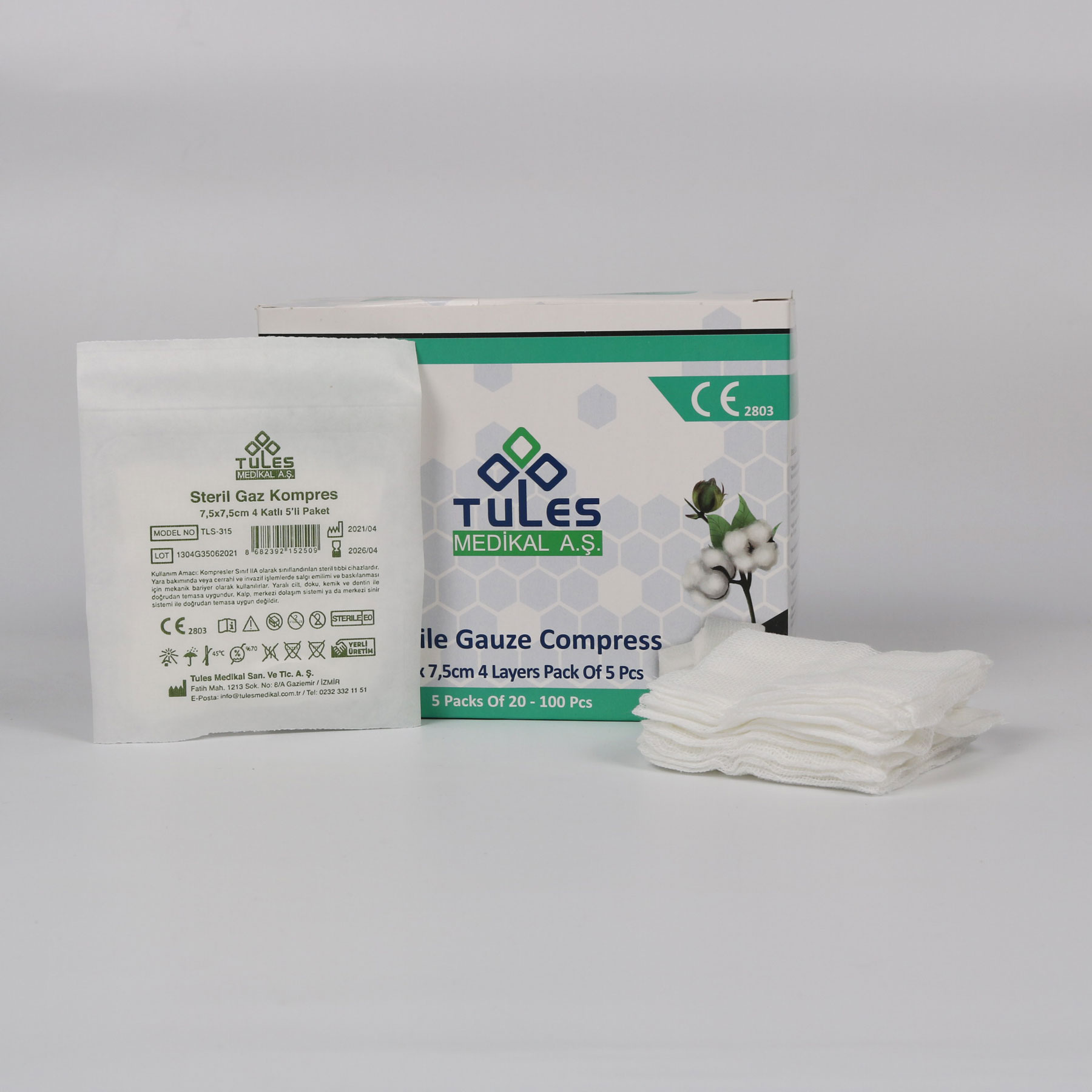 Steril gaz spanç paket ve ürün görünümü